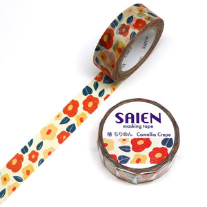 Camellia Crepe Floral Washi Tape Saien Flowers Japanese Kamiiso Sansyo