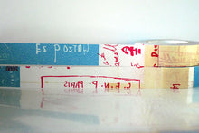 close up of graffiti light washi tape in blue/red/tan