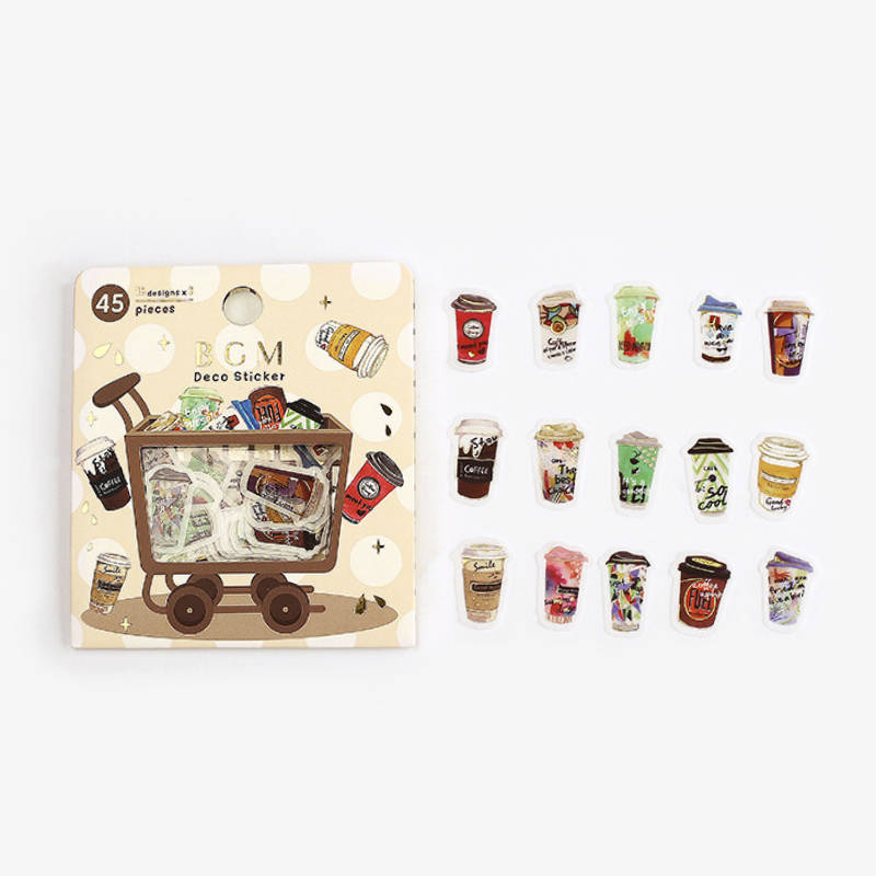 Coffee Washi Flake Stickers Vending Machine BGM Deco Stickers - Shop ...