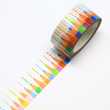 Color Pencils Washi Tape Saien Japanese Kamiiso Sansyo - Scribble, Orange, Yellow, Green, Blue