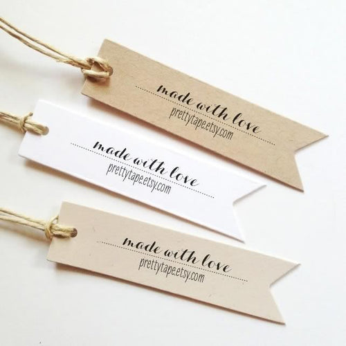 custom gift tags, made with love tags, personalized tags