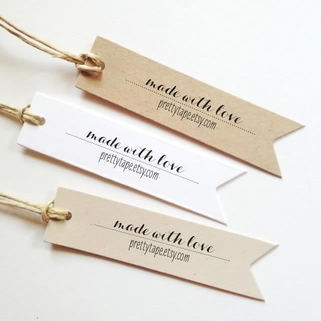 Custom Gift Tags, Made with Love Tags, Personalized Tag Sets Paper: Kraft (darker)