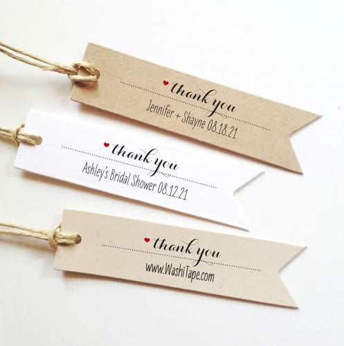 Thank you favor tags for bridal shower,  Kraft thank you tags for baby shower, thank you wedding tags