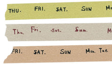 days of the week washi tape color swatch