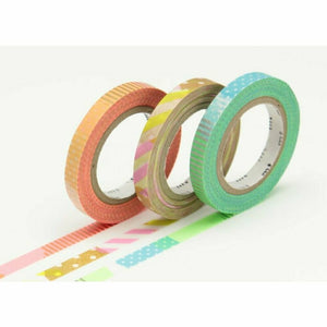 MT Slim Washi Tape Deco 6mm Japanese Set of 3