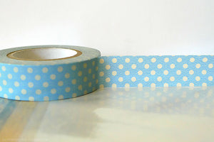 Pastel Polka Dots Washi Tape Green Peach Blue 15mm (C)