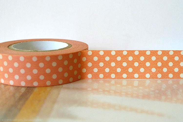 Pastel Polka Dots Washi Tape Green Peach Blue 15mm (C)