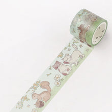 Fairy Tale Animals BGM washi tape Foil Accent on Mint Background Squirrels, Cat, Rabbits, Sheep *