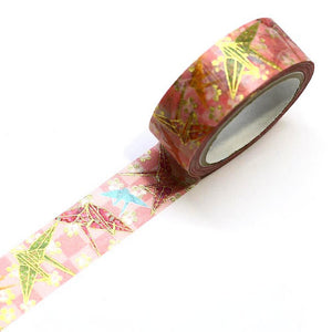 paper crane washi tape kimono gilded gold foil