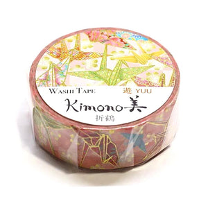 folded paper crane washi tape kimono gold foil gilded