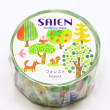 Forest Washi Tape Saien Japanese - Fox, Owl, Squirrels, Bird, Trees, animal Kamiiso Sansyo