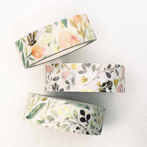 Gold Foil Washi Tape - Flower and Leaf