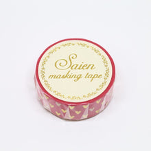 Gold Foil Hearts on Red Washi Tape Saien Japanese