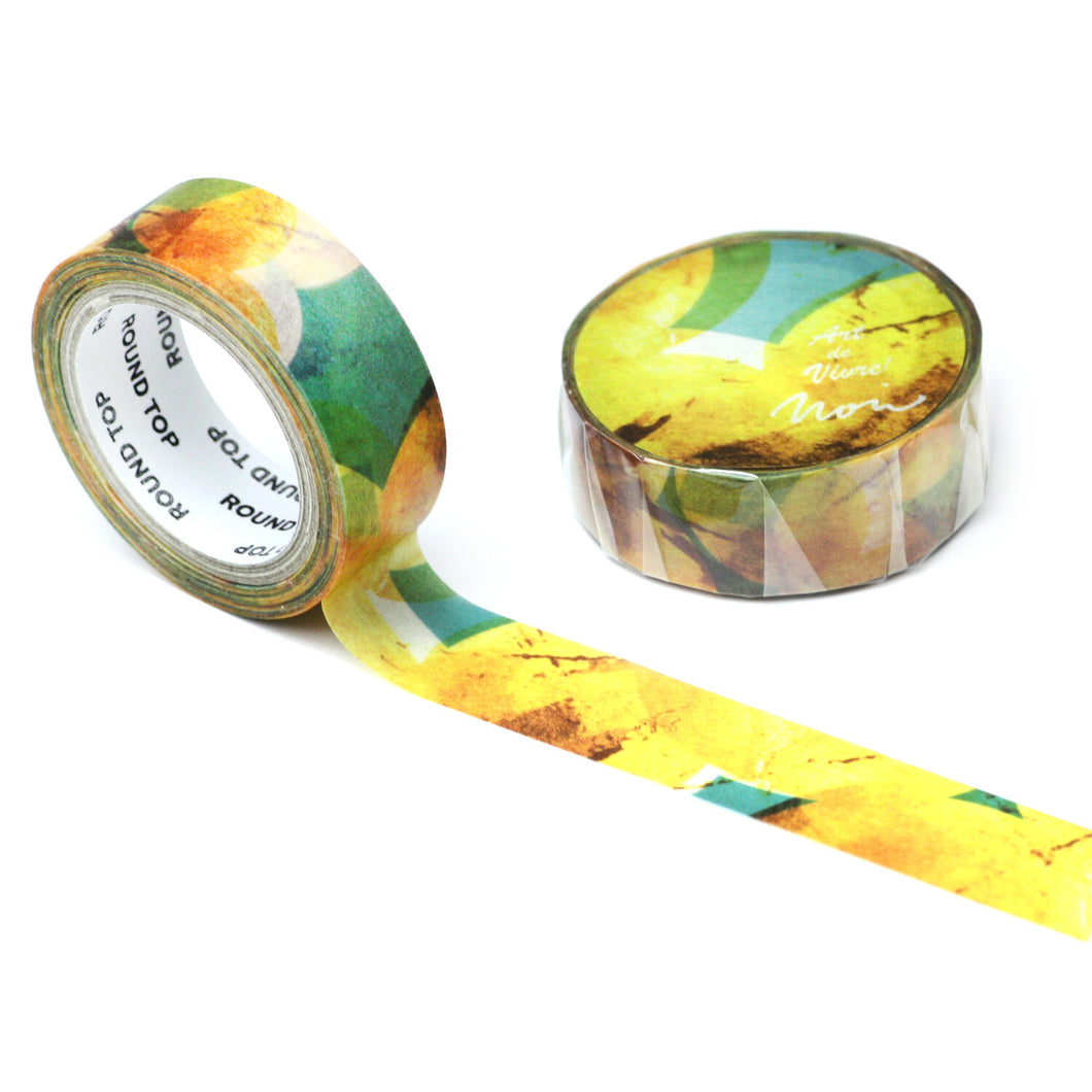 Grapefruit Moon Abstract Washi Tape Atelier Noir Round Top - Yellow Green - Japanese