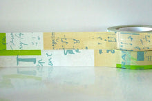 close up of green an graffiti washi tape