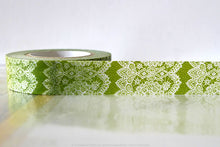 green vertical lace washi tape