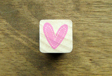heart stitch wooden rubber stamp