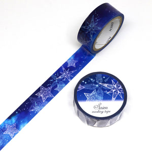 Stars Snowflake Washi Tape Mini Icicle Navy Blue Japanese Saien Kamiiso Sansyo