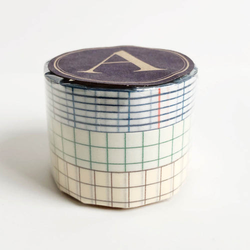 Japanese grid washi tape blue green brown
