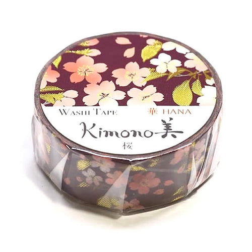 Wide Purple Flowers Nadeshiko Kimono Washi Tape Floral Gold Foil Gilded Japanese