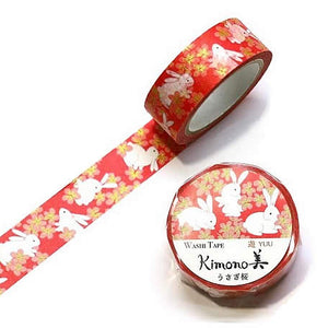 Bunny rabbit washi tape kimono japanese gilded gold foil