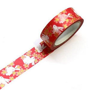 white rabbit washi tape sakura gilded gold foil