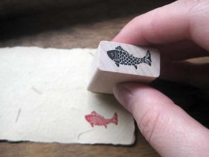 koi fish craft wooden rubber stamps