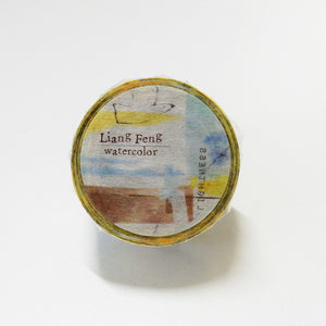 Liang Feng SEA Washi Tape Abstract Watercolor Syoukei Round Top Bird - Japanese