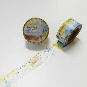 Liang Feng SEA Washi Tape Abstract Watercolor Syoukei Round Top Bird - Japanese