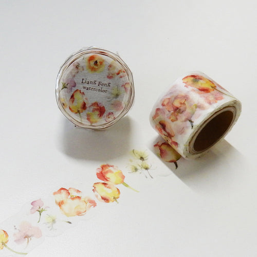 Round Top WaterColor Flower Washi Masking Tape Syoukei Stationery