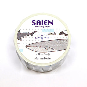 Whale washi tape Marine note saien