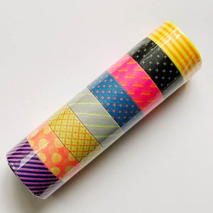 09B Maste Washi Tape SET of 8 Pattern Visible Neon Japanese (discontinued)