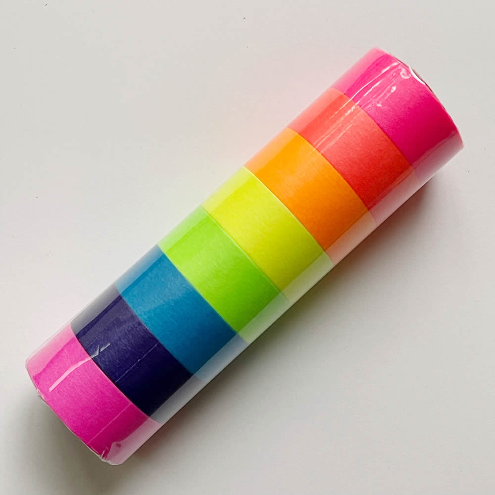 09A Maste Washi Tape SET of 8 Solid Visible Neon Japanese (discontinued)