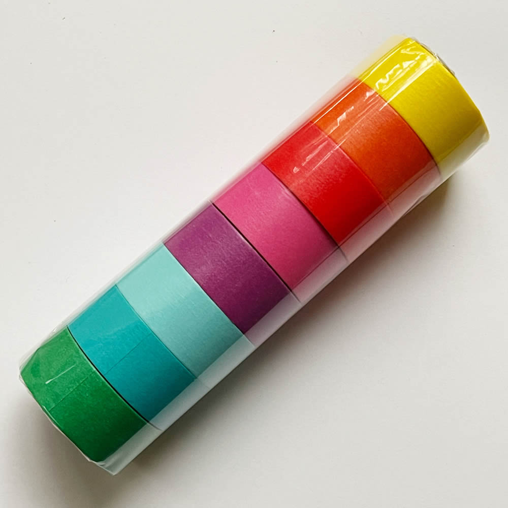Maste Washi Tape 03A SET of 8 Solid Colorfully Colorful Japanese (discontinued)