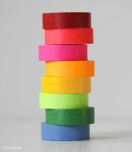 MT bright shocking colors examples, stack of washi tape - regular red, pink, orange, yellow, green, regular green, regular blue
