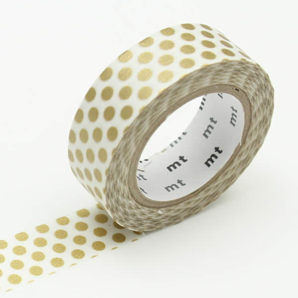 MT Patterns Washi Paper Masking Tape, 3/5 x 33', Dot S Gold (MT01D151)