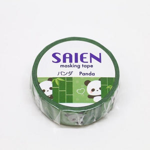 panda washi tape with green bamboo Saien Japan