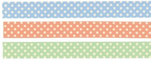 pastel dots washi tape swatch - blue, peach, green