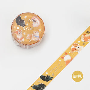 BGM Pets Animal washi tape Dogs and Cats Gold Foil Stamp Accent