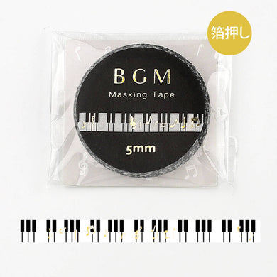 BGM Piano Washi Tape Music Notes Gold Foil Thin Masking Tape for journals, planners 5mmx5m