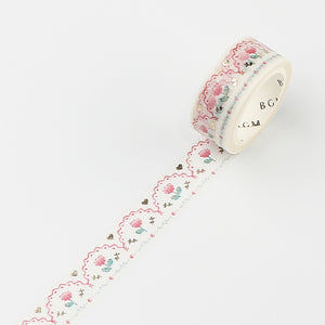 Pink Embroidery Floral BGM washi tape Foil Accent