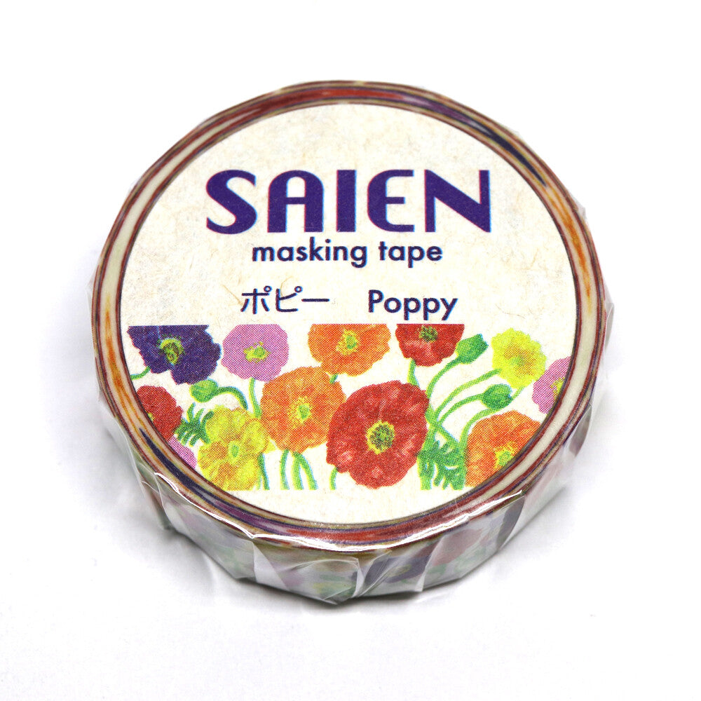 Saien Poppy Washi Tape Floral Japanese Kamiiso Sansyo