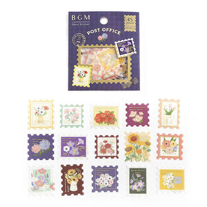 Post Office Flower Washi Flake Stickers BGM Deco Sticker Stamp Shape (Washi Tape Material)