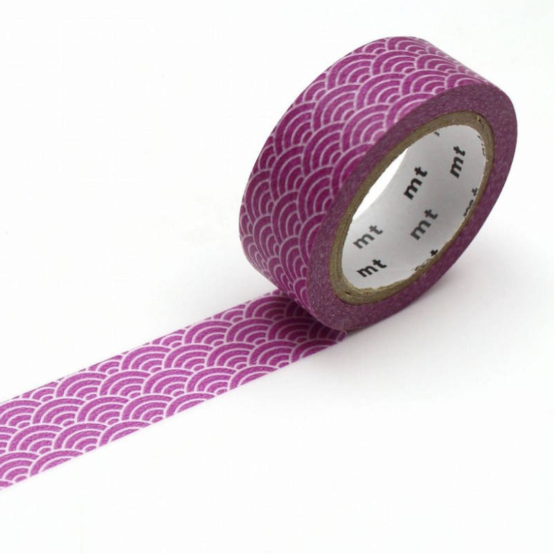 Ocean Wave Washi Tape MT Japanese Seigaihamon Traditional Pattern Pink, Red, Purple, Blue, Aqua
