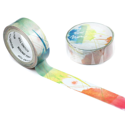 Rainbow Cloud Abstract Washi Tape Atelier Noir Round Top - Japanese