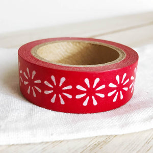 Snow Flower Washi Tape Christmas White on Red