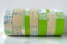 rolls of green graffiti light washi tape