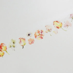 Round Top WaterColor Flower Washi Masking Tape Syoukei Stationery