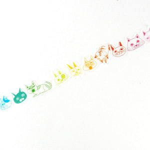 Rainbow Cat Washi Tape Azzurro Mattina Round Top - Japanese (discontinued)