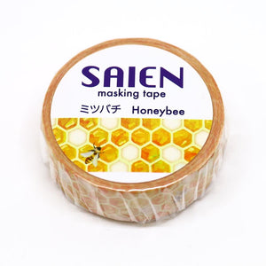 Bee washi tape, honey bees, bumble bees, honeycomb saien